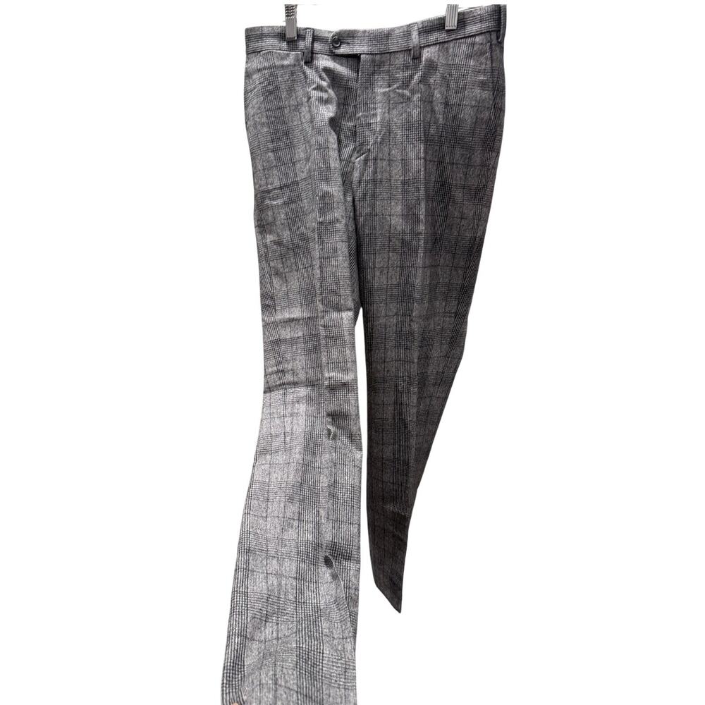 Suitsupply Brescia Gray Plaid 100% Wool Pants Size 36